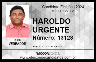 Candidato HAROLDO URGENTE 2024 - MARITUBA - Eleições