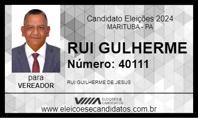 Candidato RUI GULHERME 2024 - MARITUBA - Eleições