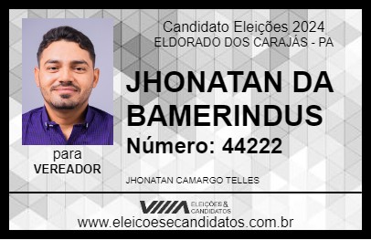 Candidato JHONATHAN CAMARGO 2024 - ELDORADO DOS CARAJÁS - Eleições