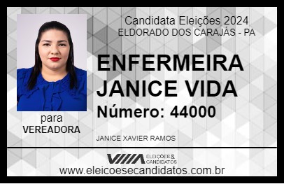 Candidato ENFERMEIRA JANICE VIDA 2024 - ELDORADO DOS CARAJÁS - Eleições