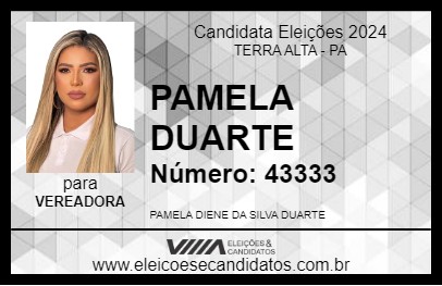 Candidato PAMELA DUARTE 2024 - TERRA ALTA - Eleições