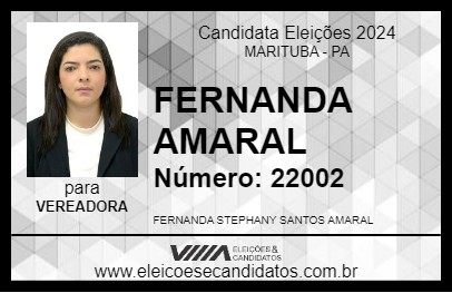 Candidato FERNANDA AMARAL 2024 - MARITUBA - Eleições