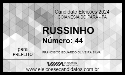 Candidato RUSSINHO 2024 - GOIANÉSIA DO PARÁ - Eleições