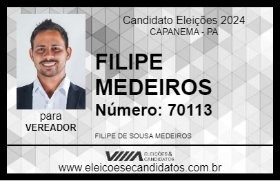 Candidato FILIPE MEDEIROS 2024 - CAPANEMA - Eleições