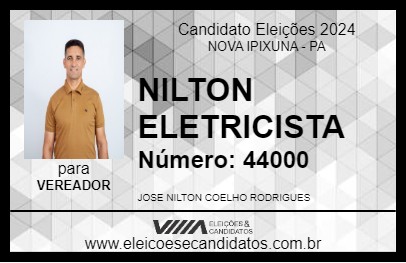 Candidato NILTON ELETRICISTA 2024 - NOVA IPIXUNA - Eleições