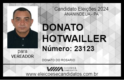 Candidato DONATO HOTWAILLER 2024 - ANANINDEUA - Eleições