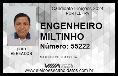 Candidato ENGENHEIRO MILTINHO 2024 - PORTEL - Eleições