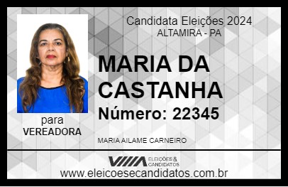 Candidato MARIA DA CASTANHA 2024 - ALTAMIRA - Eleições