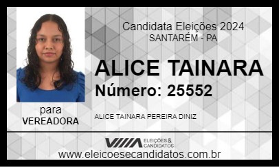 Candidato ALICE TAINARA 2024 - SANTARÉM - Eleições