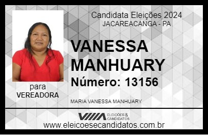 Candidato VANESSA   MANHUARY 2024 - JACAREACANGA - Eleições