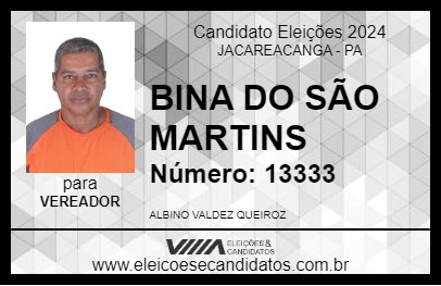 Candidato BINA DO SÃO MARTINS 2024 - JACAREACANGA - Eleições