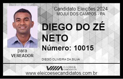 Candidato DIEGO DO ZÉ NETO 2024 - MOJUÍ DOS CAMPOS - Eleições