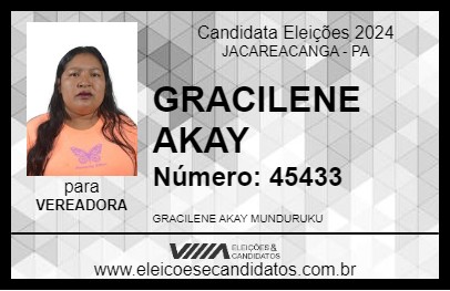 Candidato GRACILENE AKAY 2024 - JACAREACANGA - Eleições