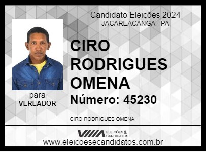 Candidato CIRO RODRIGUES OMENA 2024 - JACAREACANGA - Eleições