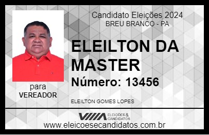 Candidato ELEILTON DA MASTER 2024 - BREU BRANCO - Eleições