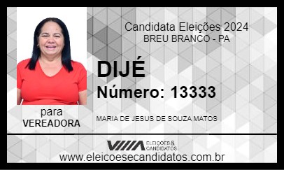 Candidato PROFESSORA DIJÉ 2024 - BREU BRANCO - Eleições