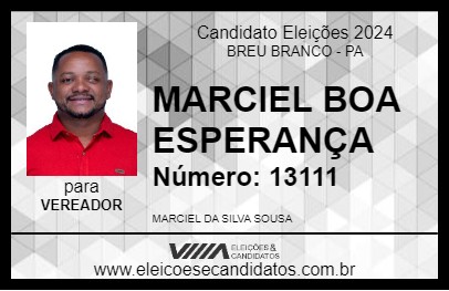 Candidato MARCIEL DA BOA ESPERANÇA 2024 - BREU BRANCO - Eleições