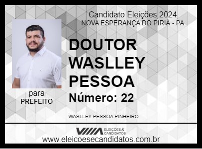 Candidato DOUTOR WASLLEY PESSOA 2024 - NOVA ESPERANÇA DO PIRIÁ - Eleições