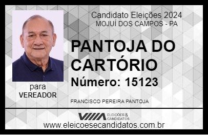 Candidato PANTOJA DO CARTÓRIO 2024 - MOJUÍ DOS CAMPOS - Eleições