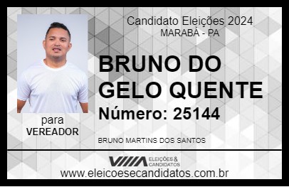 Candidato BRUNO DO GELO QUENTE 2024 - MARABÁ - Eleições