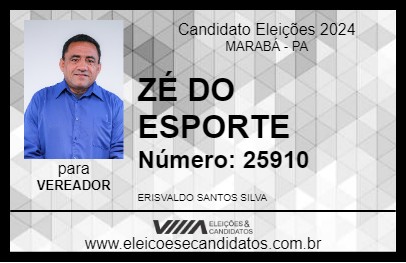 Candidato ZÉ DO ESPORTE 2024 - MARABÁ - Eleições