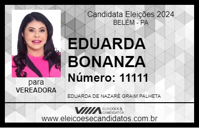 Candidato EDUARDA BONANZA 2024 - BELÉM - Eleições