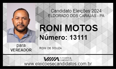 Candidato RONI MOTOS 2024 - ELDORADO DOS CARAJÁS - Eleições