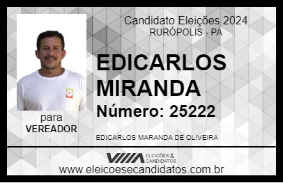 Candidato EDICARLOS MIRANDA 2024 - RURÓPOLIS - Eleições