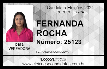 Candidato FERNANDA ROCHA 2024 - RURÓPOLIS - Eleições