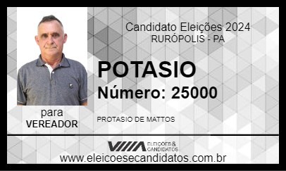 Candidato POTASIO 2024 - RURÓPOLIS - Eleições