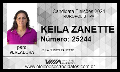 Candidato KEILA ZANETTE 2024 - RURÓPOLIS - Eleições