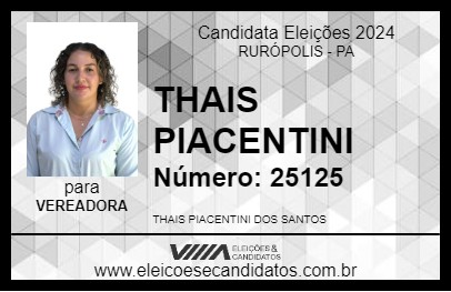 Candidato THAIS PIACENTINI 2024 - RURÓPOLIS - Eleições