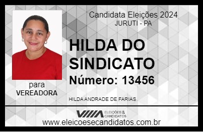 Candidato HILDA DO SINDICATO 2024 - JURUTI - Eleições