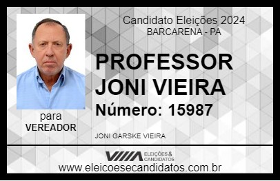 Candidato PROFESSOR JONI VIEIRA 2024 - BARCARENA - Eleições