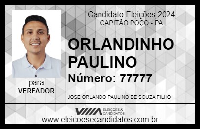 Candidato ORLANDINHO PAULINO 2024 - CAPITÃO POÇO - Eleições