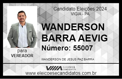 Candidato WANDERSON BARRA  AEVIG 2024 - VIGIA - Eleições