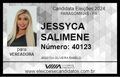 Candidato JESSYCA SALIMENE 2024 - PARAGOMINAS - Eleições