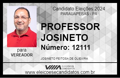 Candidato PROFESSOR JOSINETO 2024 - PARAUAPEBAS - Eleições