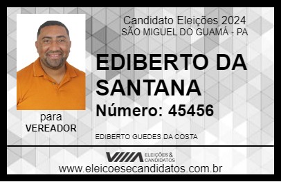 Candidato EDIBERTO DA SANTANA 2024 - SÃO MIGUEL DO GUAMÁ - Eleições