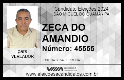 Candidato ZECA DO AMANDIO 2024 - SÃO MIGUEL DO GUAMÁ - Eleições