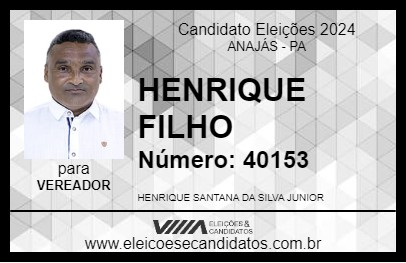 Candidato HENRIQUE FILHO 2024 - ANAJÁS - Eleições