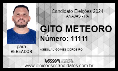 Candidato GITO METEORO 2024 - ANAJÁS - Eleições