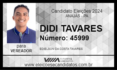 Candidato DIDI TAVARES 2024 - ANAJÁS - Eleições