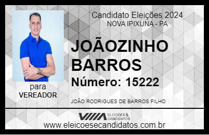 Candidato JOÃOZINHO BARROS 2024 - NOVA IPIXUNA - Eleições