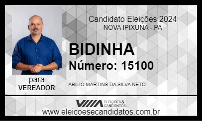 Candidato BIDINHA 2024 - NOVA IPIXUNA - Eleições