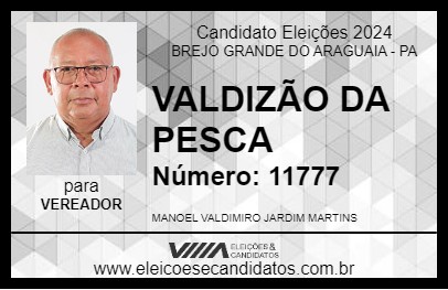 Candidato VALDIZÃO DA PESCA 2024 - BREJO GRANDE DO ARAGUAIA - Eleições