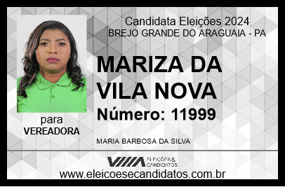 Candidato MARIZA DA VILA NOVA 2024 - BREJO GRANDE DO ARAGUAIA - Eleições