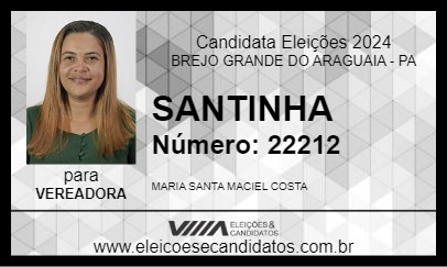 Candidato SANTINHA 2024 - BREJO GRANDE DO ARAGUAIA - Eleições