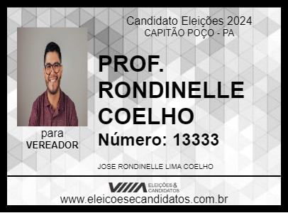 Candidato PROF. RONDINELLE COELHO 2024 - CAPITÃO POÇO - Eleições