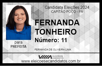 Candidato FERNANDA TONHEIRO 2024 - CAPITÃO POÇO - Eleições